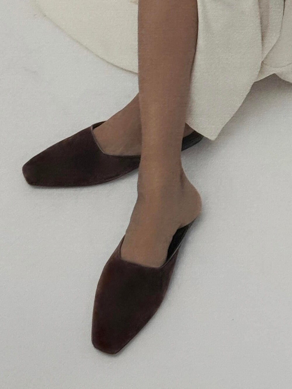 Emme Parsons Flat Mule in Espresso Suede